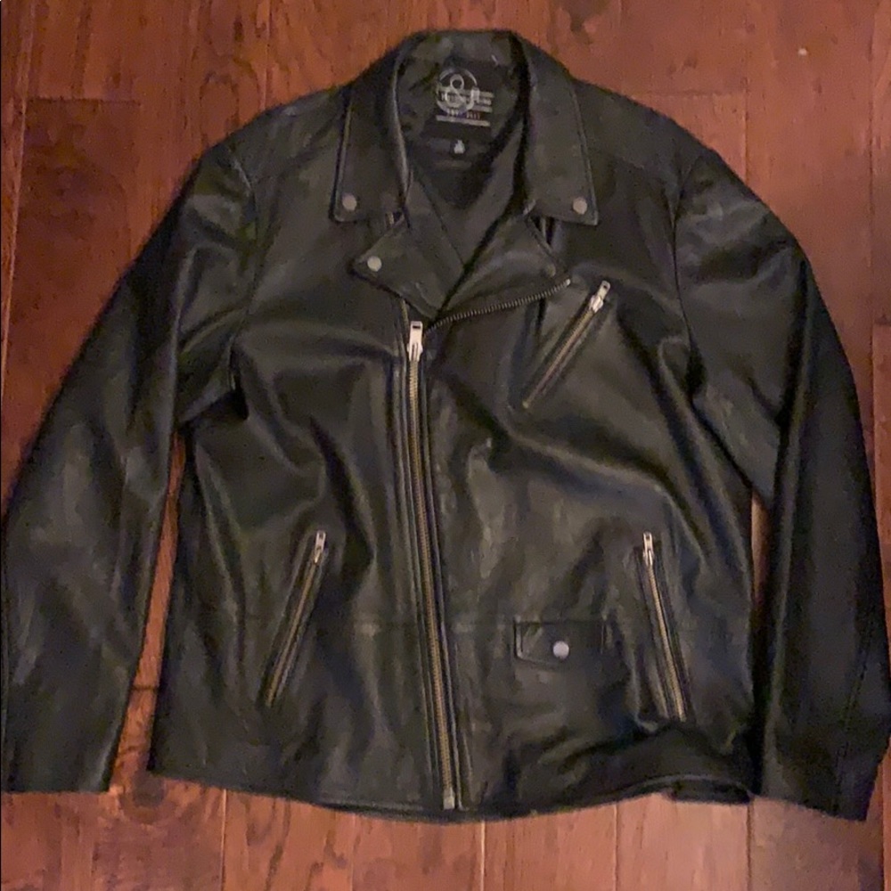 Black Genuine leather moto jacket